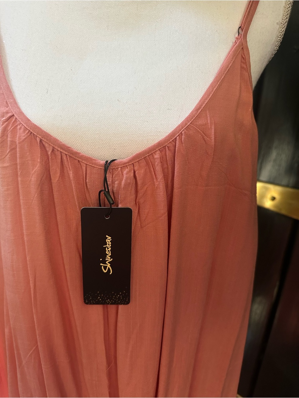 NWT SHINESTAR CORAL ROMPER PANTS BOHO pockets wide leg resortwear jumpsuit Sz XL - Picture 3 of 9